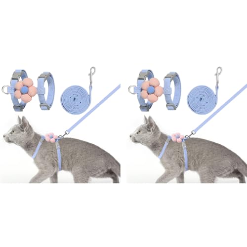 Qpets® Cat Harness with Leash Set for Small Cats Quick Release Buckle Escape-Proof Cute Flower Pet Belt Outdoor Walking Travel S Chest 25-41cm Neck 20-30cm 2PCS Qpets® Cat Harness with Leash Set for Small Cats Quick Release Buckle Escape-Proof Cute Flower Pet Belt Outdoor Walking Travel S Chest 25-41cm Neck 20-30cm 2PCS